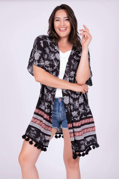 Fringe Detail Kimono - 1