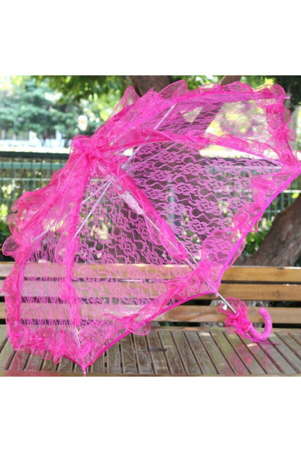 Fuchsia Lace Umbrella Bridal Umbrella for Photoshoot - 1