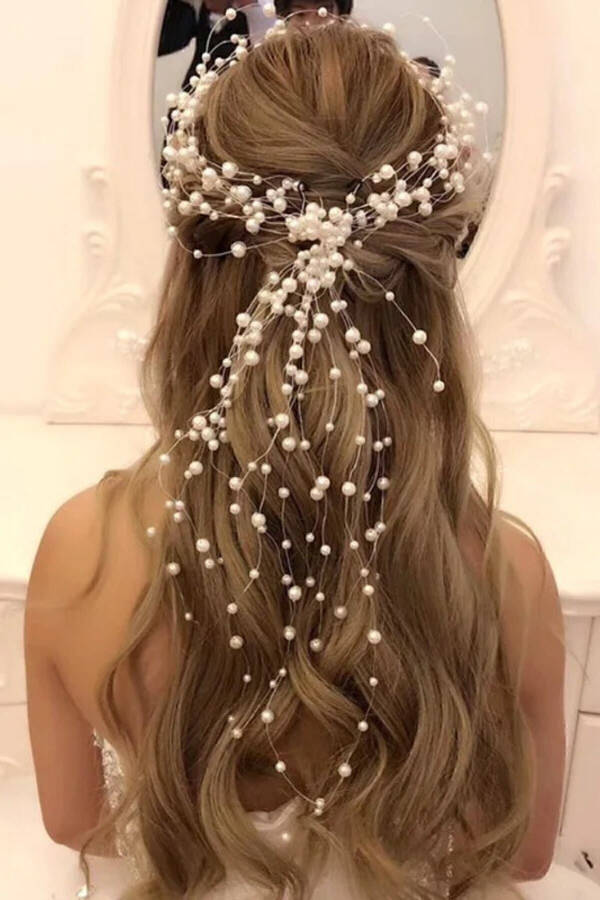 Full Beaded Design Outdoor Wedding Crown Hair Accessory - 7