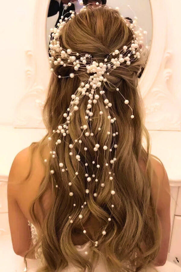 Full Beaded Design Outdoor Wedding Crown Hair Accessory - 2