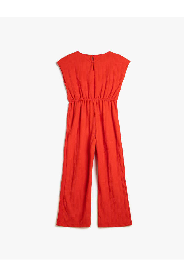 Full Length Sleeveless Round Neck Jumpsuit with Belt Detail - 2