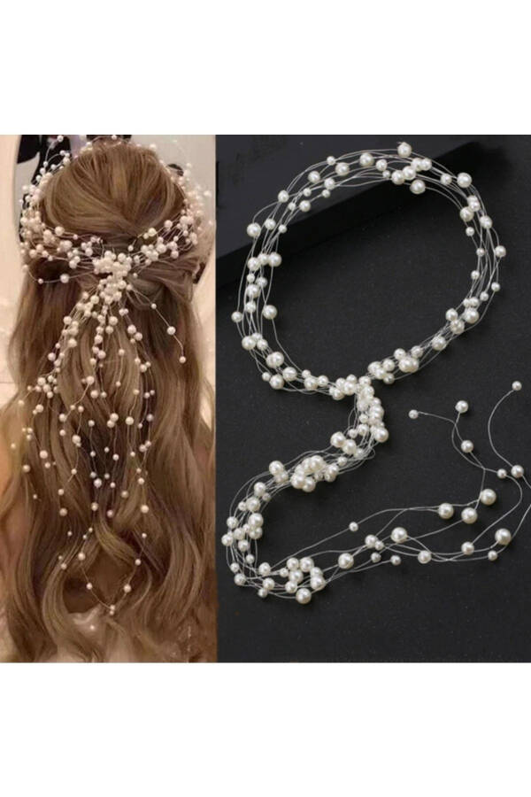 Full Pearl Design White Engagement, Wedding, Outdoor Shoot, Bridal Crown Hair Accessory - 1