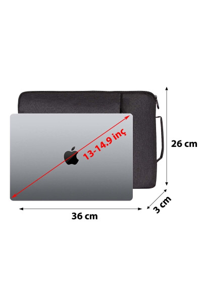 Füme Unisex 13-14-15.6 İnç Uyumlu Macbook Kılıf Notebook Laptop Çantası - 5