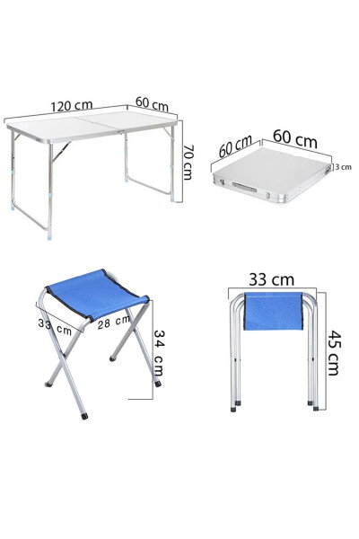 Funky Chaırs Tabureli Katlanabilir Piknik Masası Seti - Gri - 13