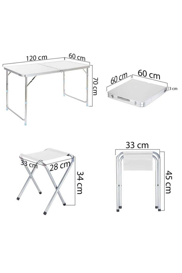 Funky Chaırs Tabureli Katlanabilir Piknik Masası Seti - Gri - 5