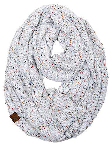 Funky Junque Women's Scarf Matching Ribbed Winter Warm Cable Knit Infinity Circle Wrap - 1