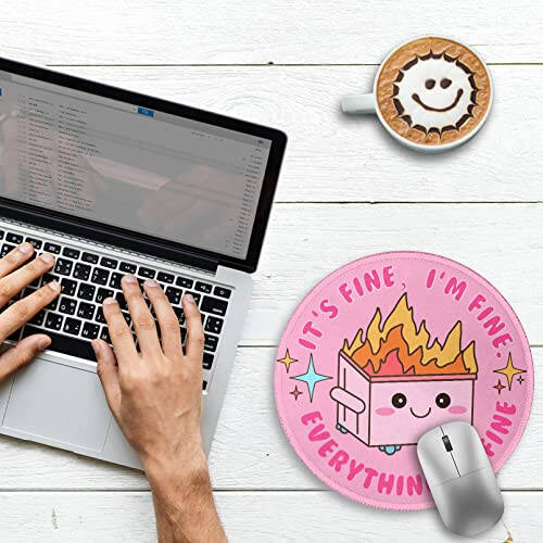 Funny Round Mouse Pad for Desk, Cute Office Decor for Women, Dumpster on Fire Small Mousepad，Stitched Edge Non-Slip Rubber Base, Personalized Computer Mouse Pads for Wireless Mouse，Desk Accessories - 2