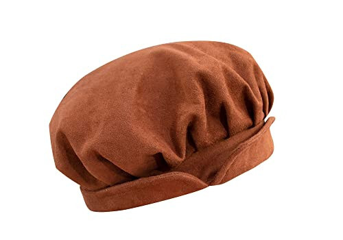 FURPHI Medieval Beret Cap for Men Women Faux Suede Hat Christmas Costume Renaissance Faire Accessories - 1