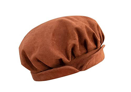 FURPHI Medieval Beret Cap for Men Women Faux Suede Hat Christmas Costume Renaissance Faire Accessories - 1