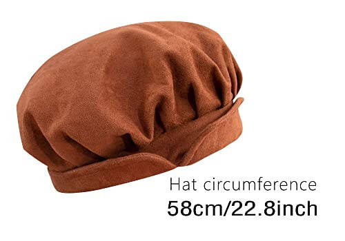 FURPHI Medieval Beret Cap for Men Women Faux Suede Hat Christmas Costume Renaissance Faire Accessories - 7