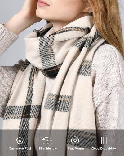 FURTALK Winter Scarf for Women Shawl Cashmere Feel Tassel Plaid Large Oversized Scarves Wraps - 11