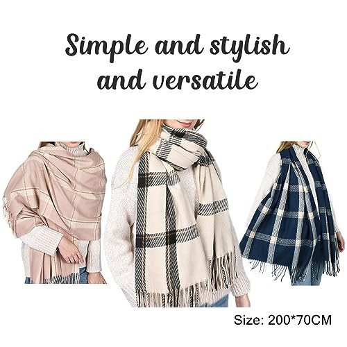 FURTALK Winter Scarf for Women Shawl Cashmere Feel Tassel Plaid Large Oversized Scarves Wraps - 17