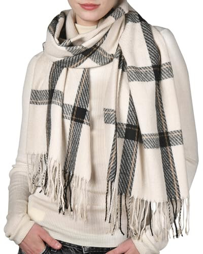 FURTALK Winter Scarf for Women Shawl Cashmere Feel Tassel Plaid Large Oversized Scarves Wraps - 18