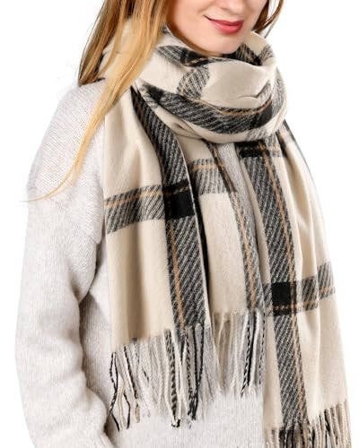 FURTALK Winter Scarf for Women Shawl Cashmere Feel Tassel Plaid Large Oversized Scarves Wraps - 20