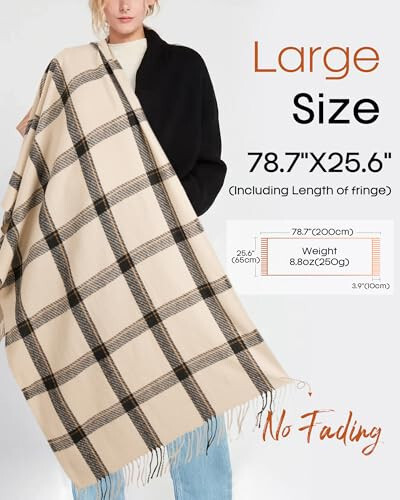 FURTALK Winter Scarf for Women Shawl Cashmere Feel Tassel Plaid Large Oversized Scarves Wraps - 13