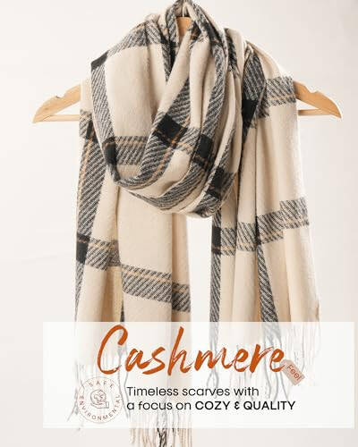 FURTALK Winter Scarf for Women Shawl Cashmere Feel Tassel Plaid Large Oversized Scarves Wraps - 14