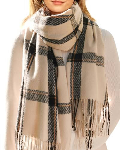 FURTALK Winter Scarf for Women Shawl Cashmere Feel Tassel Plaid Large Oversized Scarves Wraps - 2