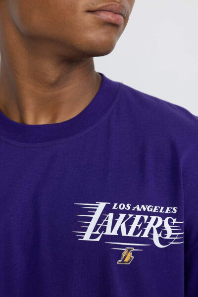 Футболка DeFactoFit NBA Los Angeles Lakers Oversize Fit с круглой горловиной и коротким рукавом Темно-фиолетовый - 6