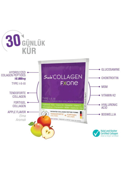 Fxone Apple Flavored Collagen 12gx30 Sachets (Collagen - MSM - Glucosamine - Chondroitin - White Mulberry Extract) - 1