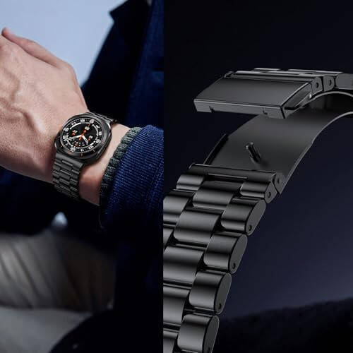 Galaxy Watch Ultra 47mm (2024) için AIRSPO Bantlar, Samsung Galaxy Watch 7 Ultra Band Erkekler için Boşluk Yok Metal İş Bilekliği Kayış Değiştirme Bileklik - 23