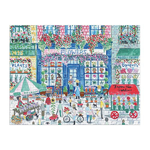 Galison Michael Storrings Market in Bloom – 2000 Piece Puzzle Fun and Challenging Activity with Bright and Bold Artwork of Sunny City Market and Flowers for Adults and Families - 2