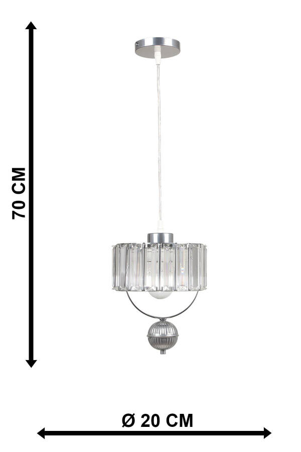 Galon Single Lux Crystal Chandelier Chrome - 5