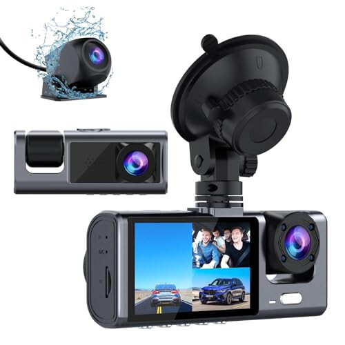 Galphi 3 Kanal Ön ve Arka İç Dash Cam, Arabalar İçin 1080P Dash Kamera, IR Gece Görüşü, Döngü Kaydı, G-Sensör, 24 Saat Kayıt, Maksimum 128 GB Destekli Üç Yönlü Üçlü Araba Kamerası - 1