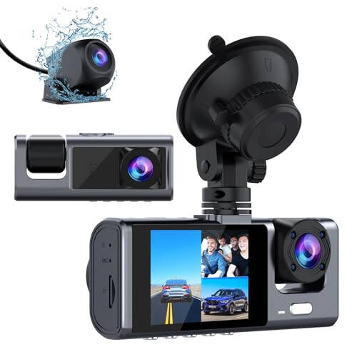 Galphi 3 Kanal Ön ve Arka İç Dash Cam, Arabalar İçin 1080P Dash Kamera, IR Gece Görüşü, Döngü Kaydı, G-Sensör, 24 Saat Kayıt, Maksimum 128 GB Destekli Üç Yönlü Üçlü Araba Kamerası - 5