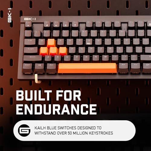 GameCom GK-1 Mechanical Gaming Keyboard - Customizable RGB Lighting - Individually Backlit Keys - Optical Kailh Blue Clicky Switches - Launch Edition Orange - 4