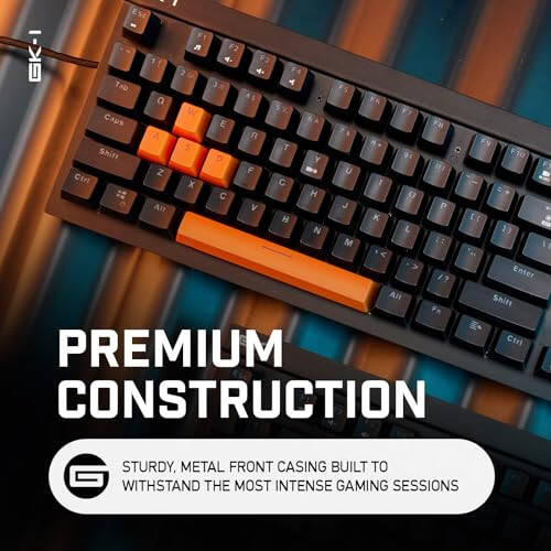 GameCom GK-1 Mechanical Gaming Keyboard - Customizable RGB Lighting - Individually Backlit Keys - Optical Kailh Blue Clicky Switches - Launch Edition Orange - 6