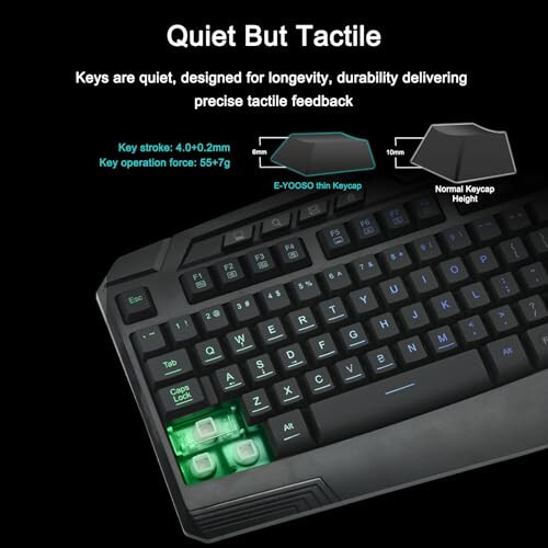 Gaming Keyboard and Mouse Combo, CQ109 RGB LED Backlit Anti-ghosting Wired Membrane Keyboard with 104 Keys +Extra 8 Hotkeys, 1000-3200 DPI RGB Mouse for PC/Xbox/PS4 (Black) - 3