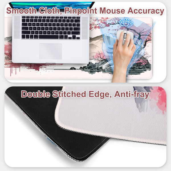 Gaming Mouse Pad, EEEkit Large Mousepad Rubber Base Desk Mat with Stitched Edges, 31.5x11.8in - 4