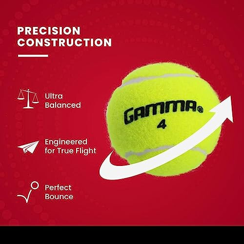 GAMMA Sports 4'lü Top Kutusu, Basınçlı Tenis Topları, Profesyonel, Hobi, Antrenman, Turnuva, Açık/Kapalı Alan, Artırılmış Dayanıklılık, Gelişmiş Görünürlük - 3