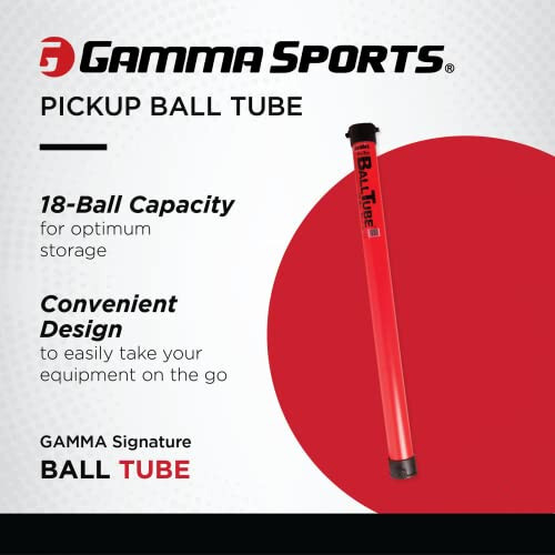 GAMMA Sports Tenis Topu Taşıyıcı Tüp, Omuz Askılı, 18 Top Sığdırır, Kırmızı - 2