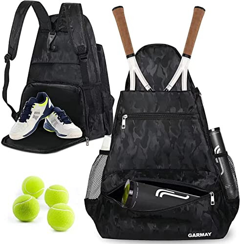 GARMAY Extra Large Tenis Çantası Tenis Sırt Çantası Ayakkabı Bölmeli Su Geçirmez Erkek ve Kadınlar İçin Tenis Raketi, Pickleball Rahatları, Badminton Raketi, Squash Raketi ve Açık Hava Spor Malzemeleri Taşımak İçin - 1