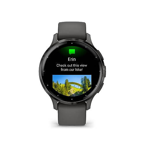 Garmin Venu 3S Slate Paslanmagan po'lat bezelli 1.2 dyuymli AMOLED tegin ekranli aqlli soat, 41 mm tosh kulrang korpus va silikon tasma bilan - 2