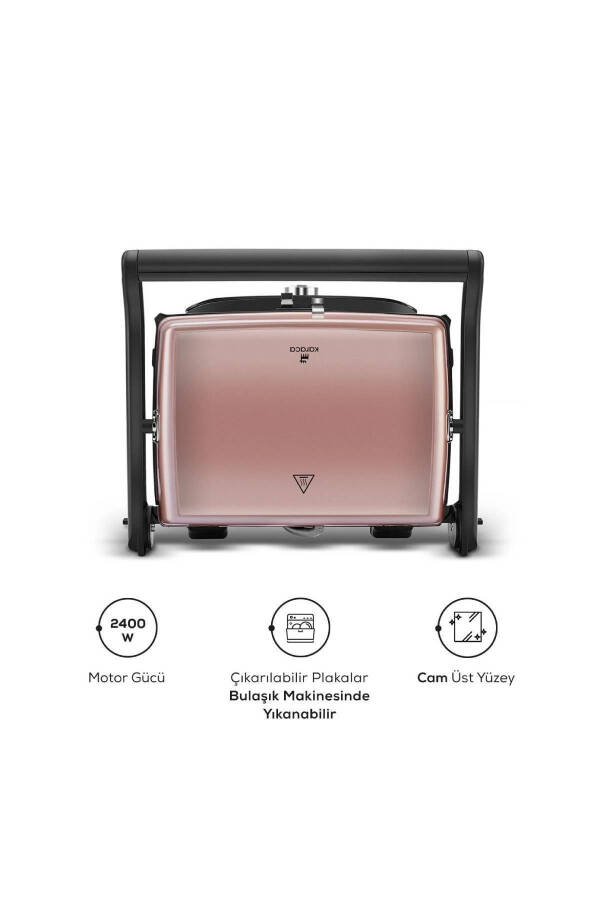 Gastro Grill Glass Premium 2400w Toaster va Grill Mashinasi Rosegold - 15