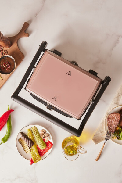 Gastro Grill Glass Premium 2400w Toaster va Grill Mashinasi Rosegold - 1