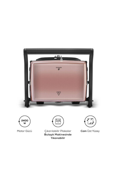 Gastro Grill Glass Premium 2400w Toaster va Grill Mashinasi Rosegold - 7