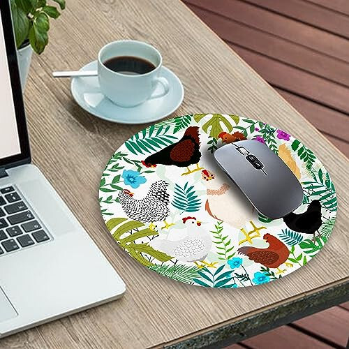 Gctriki Chicken Mouse Pad for Desk, Cute Office Decor for Women, Small Round Mousepad, Stitched Edge Non-Slip Rubber Base, Personalized Computer Mouse Pads for Wireless Mouse, Funny Desk Accessories - 3