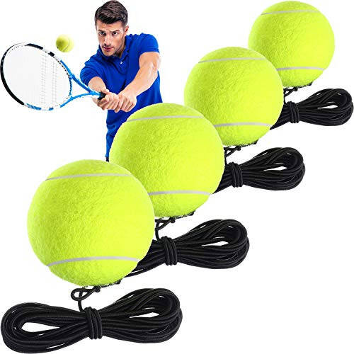 Gejoy 4 Packs Tennis Training Ball with String Tennis Trainer Balls Self Practice Trainer Tool Tennis Ball Training Equipment for Tennis Trainer Practice Exercise - 1