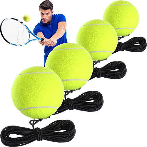 Gejoy 4 Paket Tenis Antrenman Topu İpiyle Tenis Antrenman Topları Kendini Antrenman Aracı Tenis Topu Antrenman Ekipmanı Tenis Antrenörü Pratik Egzersiz - 1