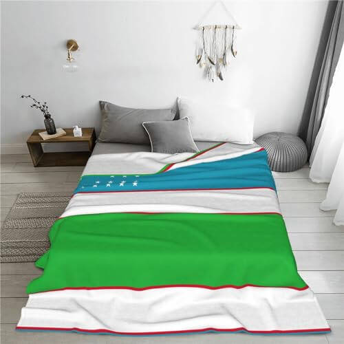 GELATU Flag of The Republic of Uzbekistan Ultra-Soft Micro Fleece Flannel Throw Blankets â€“ All Season Lightweight Warmth,Versatile Usage - 5