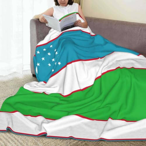 GELATU Flag of The Republic of Uzbekistan Ultra-Soft Micro Fleece Flannel Throw Blankets â€“ All Season Lightweight Warmth,Versatile Usage - 6