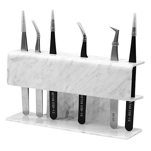 GEMERRY Eyelash Extension Supplies Tweezer Holder Stand Acrylic Display Storage 8 Pcs Tweezers Shelf Holder (Marbling) - 1