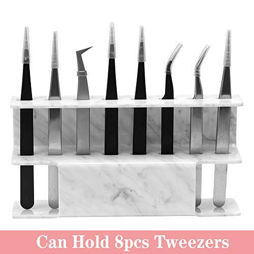 GEMERRY Eyelash Extension Supplies Tweezer Holder Stand Acrylic Display Storage 8 Pcs Tweezers Shelf Holder (Marbling) - 3