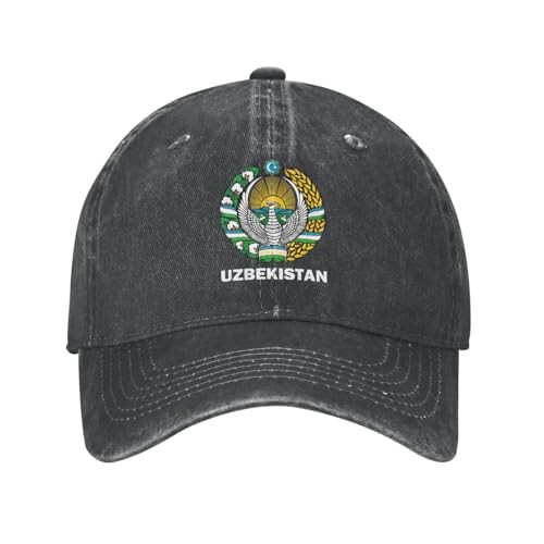 Generic Coat of Arms of Uzbekistan Flag Hat Baseball Cap Adjustable Dad Hats Gift for Men Women Outdoor Activities 9 Black - 1