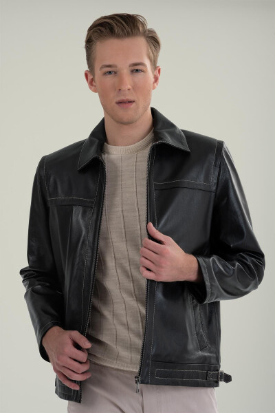 Gennaro Black Leather Jacket 111679 - 8