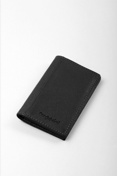 Genuine Leather Men's Wallet Black-2305t - 2