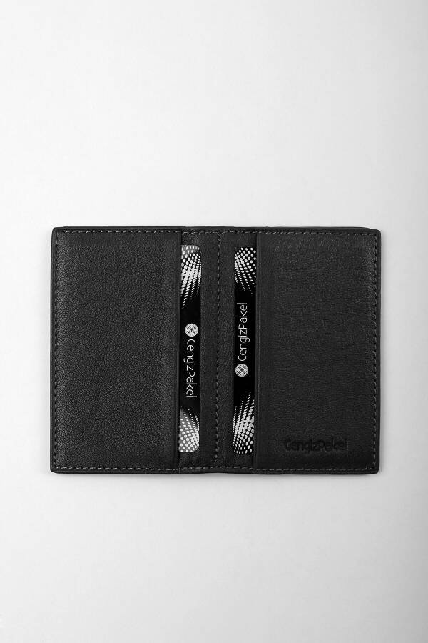 Genuine Leather Men's Wallet Black-2305t - 8